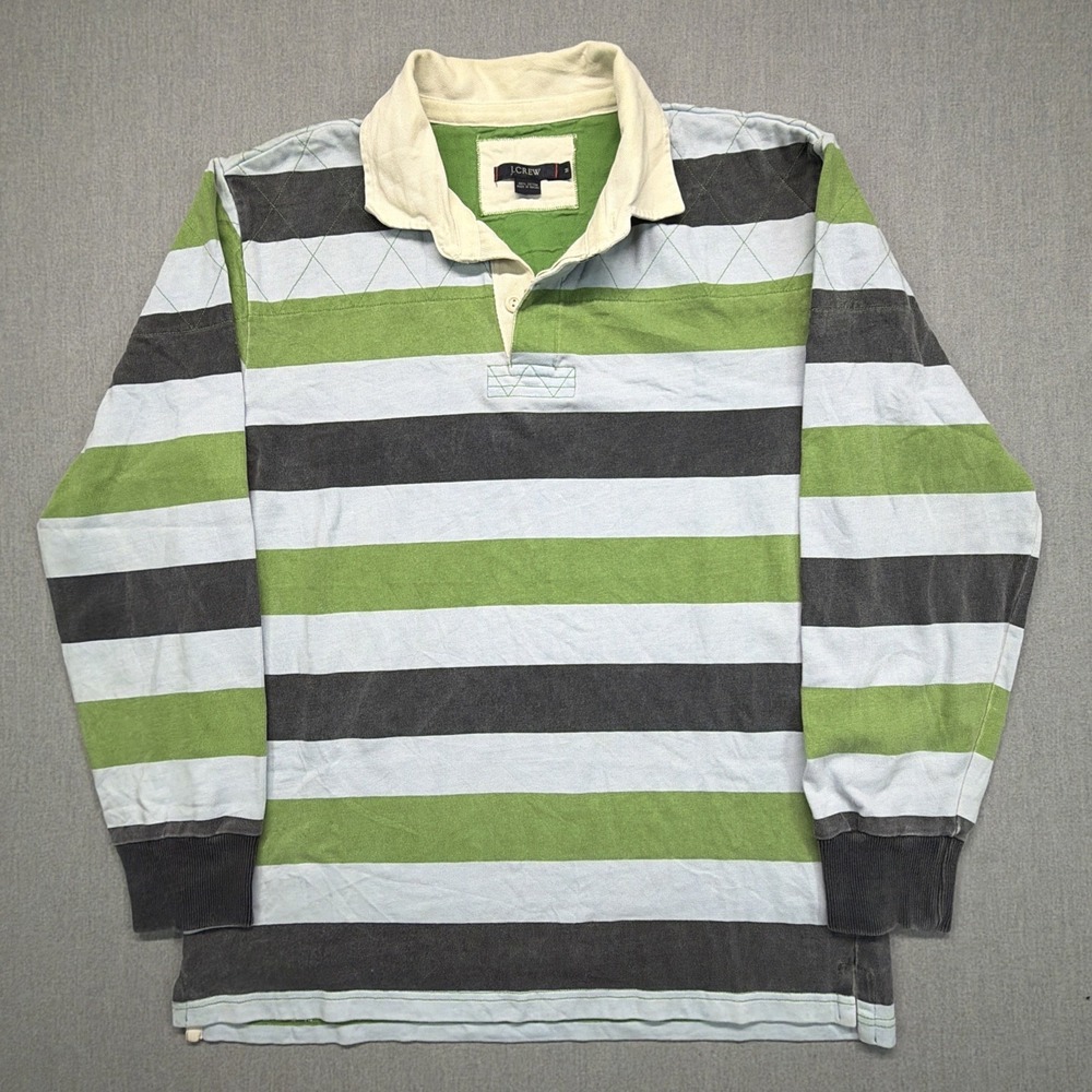 Vintage 90s J Crew Rugby Shirt Men's Medium Multicolored Striped Faded